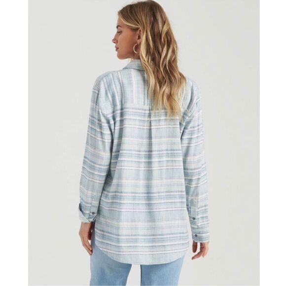 BILLABONG Easy Movin 2 Button Down Shirt Top In Deja Blue Size S - Picture 3 of 14